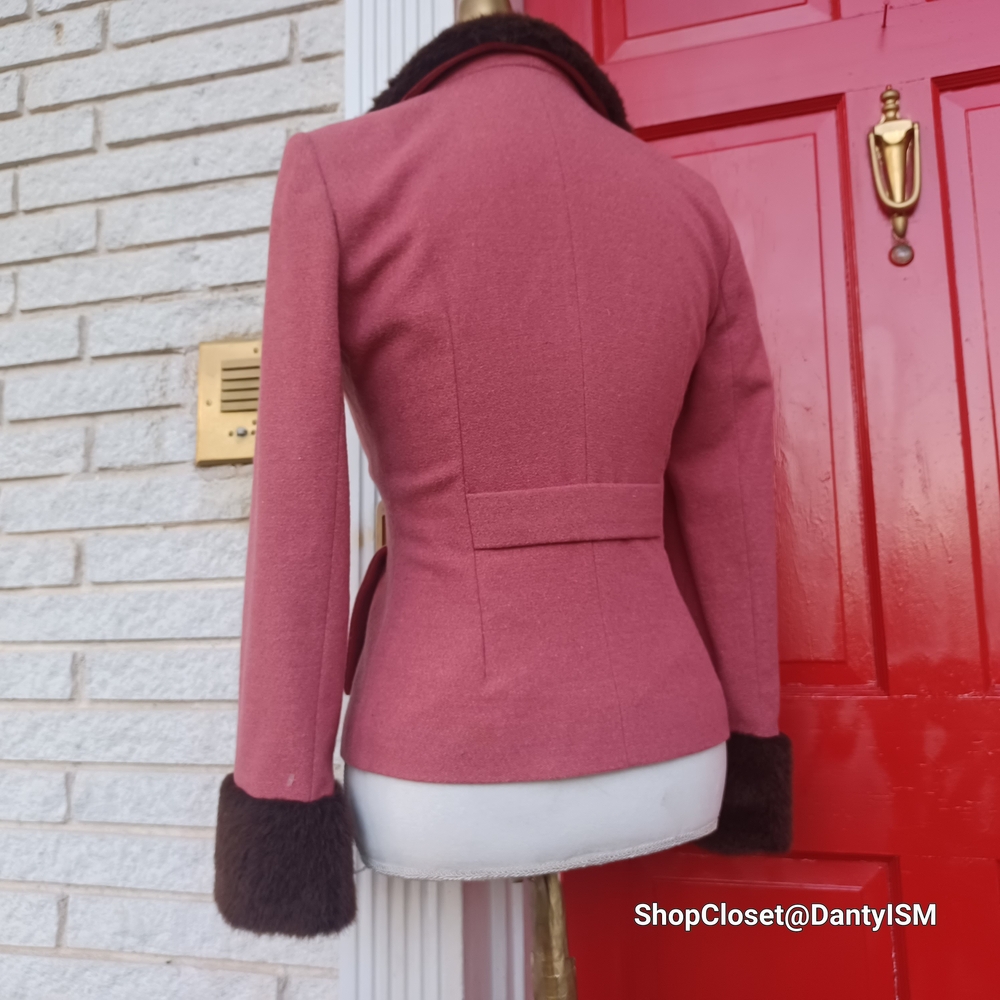 Kookai Rose Blazer with Chocolate Fur Trim - Picture 4 of 16